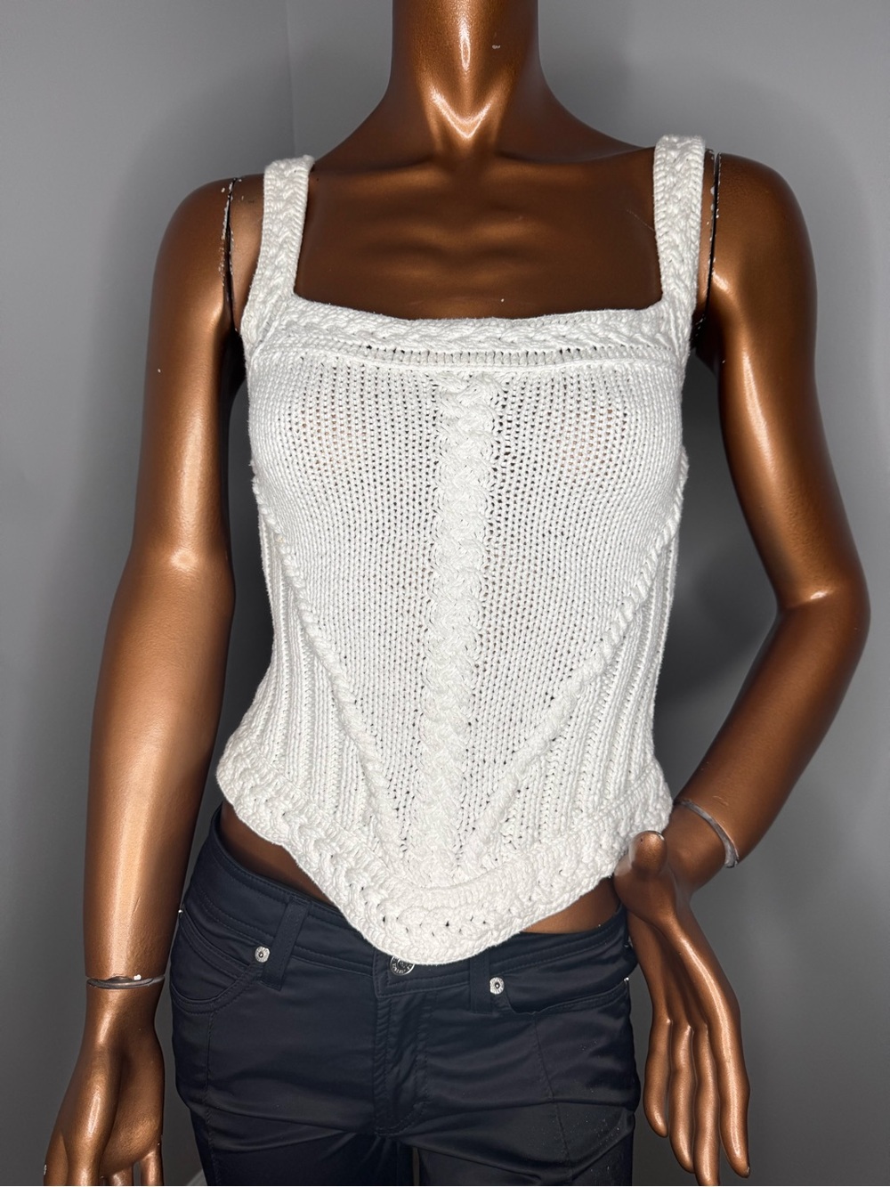 Moda International White Knit Square-Neck Camisole